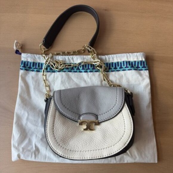 Women's Tri-Color White, Grey, Black Tory Burch Crossbody Bag with Dust Bag - Picture 15 of 16